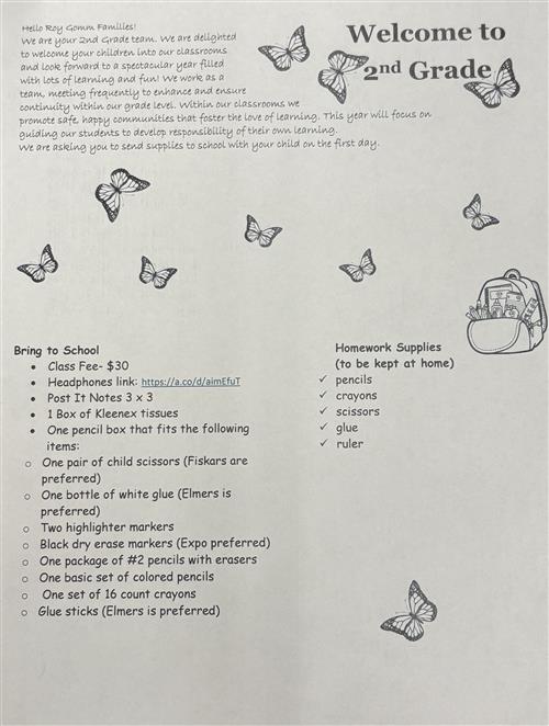 Second Grade Supply List